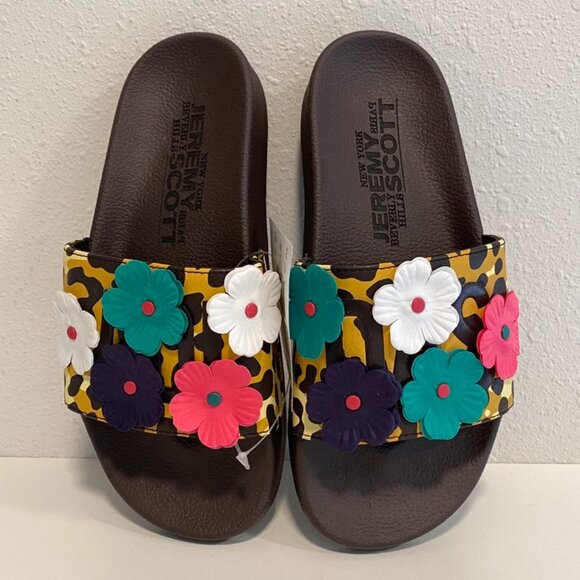 JEREMY SCOTT X ADIDAS Adilette Leopard And Floral Slide - Picture 1 of 5